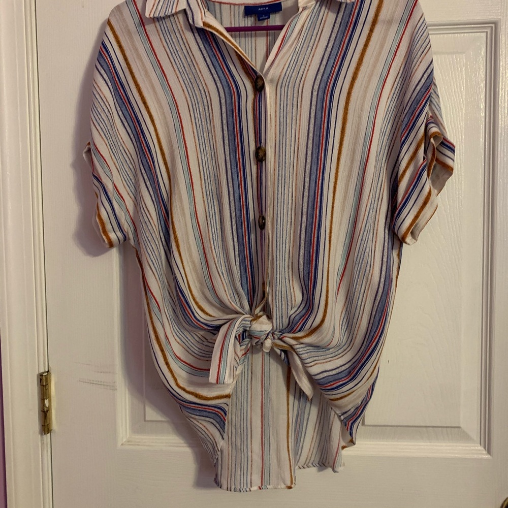 super comfy casual striped button down top